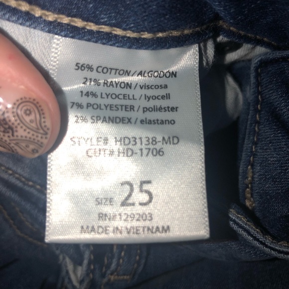 Hidden Jeans stretch Flare high waist w raw hem size 25 used - Picture 12 of 13